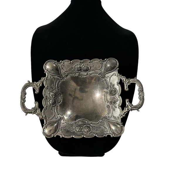 Godinger Silver Art Co Silver Plates Candy Nut Trinket Dish 9x6” Footed Handles - Picture 1 of 14